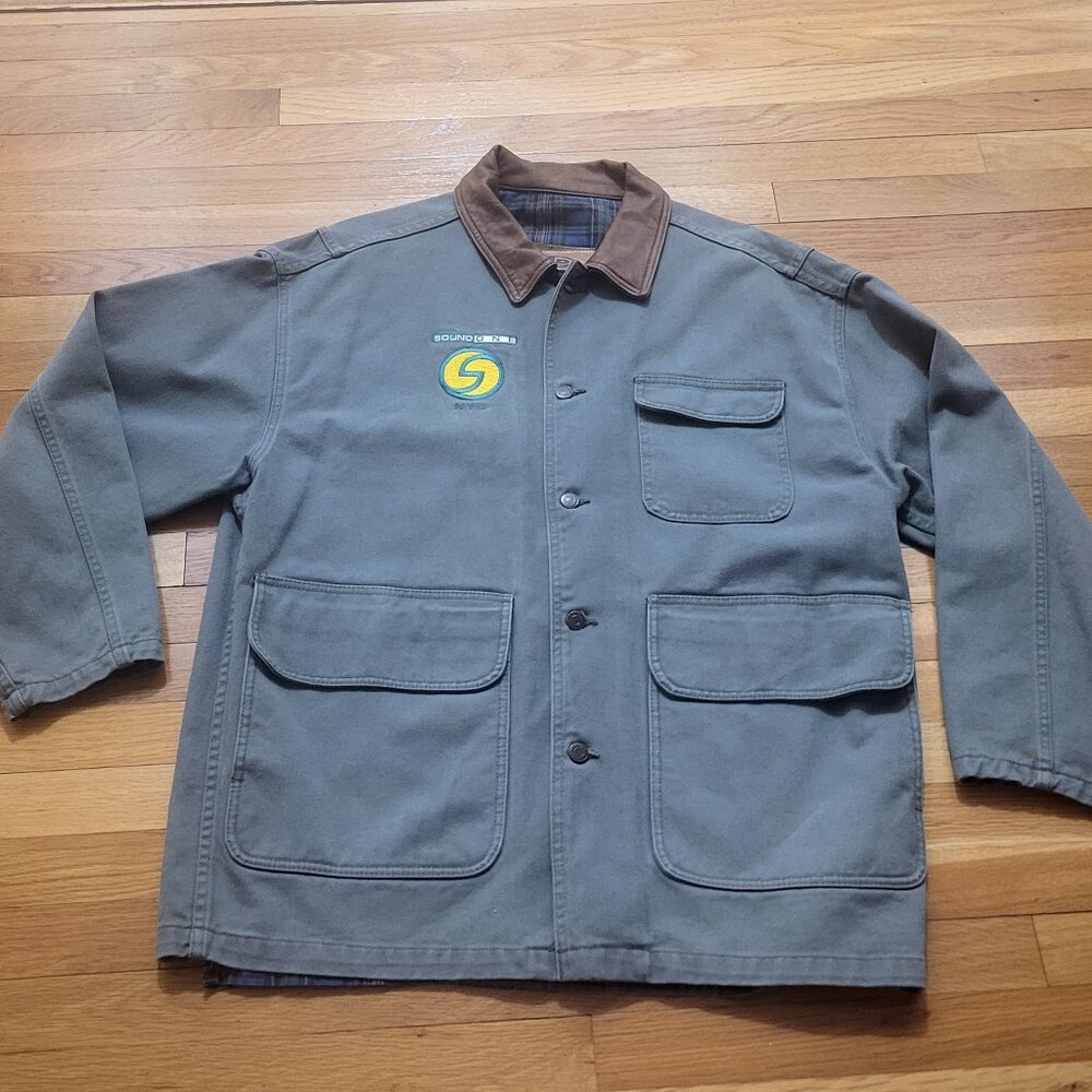 international Denim cotton lined jacket with leather collar